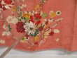 Photo9: 0608N03z570 Vintage Japanese Kimono Silk TSUKESAGE Coral pink Chrysanthemum (9)