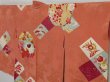 Photo2: 1215i07z530 Antique Japanese Kimono Silk LONG HAORI Salmon Flowers (2)