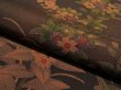 Photo4: 3P01z70 Japanese Kimono Silk  FABRIC Dark brown Flowers 42.5" (4)