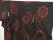 Photo2: 0930i09z630 Vintage Japanese Kimono Silk TSUMUGI Dark brown-black Flowers (2)