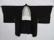 Photo7: 0830i07z600 Japanese Kimono Silk HAORI Black (7)