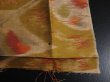 Photo7: 3H03z40 Vintage Japanese Kimono Silk MEISEN FABRIC Yellow ochre Leaf 55.9" (7)