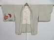 Photo7: 0828i02z550 Vintage Japanese Kimono Silk HAORI Light blue-gray Plants (7)