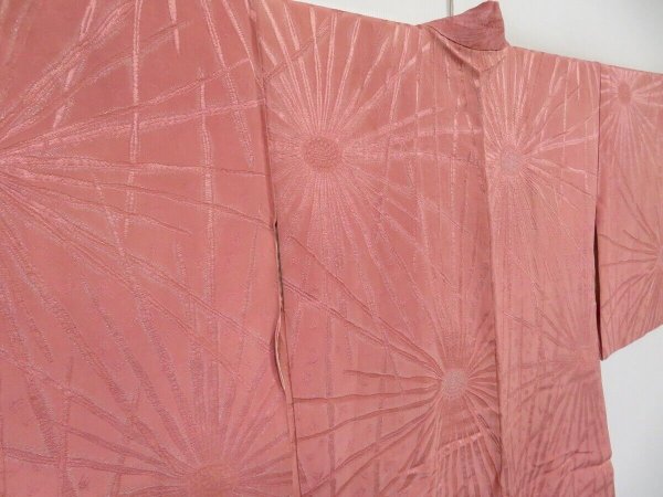 Photo1: 0207N10z790 Vintage Japanese Kimono Silk HAORI Pink Chrysanthemum (1)