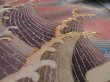 Photo4: 3K01z110 Japanese Kimono Silk Artist work FABRIC Black Wave 45.7" (4)