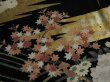 Photo2: 1Q02z160 Japanese Kimono Silk Artist work FABRIC Black Flower arrangement 45.7" (2)