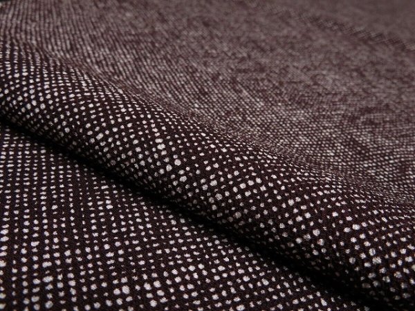 Photo1: 2C05z90 Vintage Japanese Kimono Crepe Silk  FABRIC Dark brown Dots 61.4" (1)