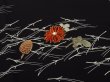 Photo2: 2N02z80 Japanese Kimono Silk  FABRIC Black Pine needle 51.2" (2)