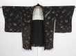 Photo5: 1208i05z790 Vintage Japanese Kimono Silk HAORI Black Flower (5)