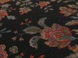 Photo3: 2V01z70 Japanese Kimono Crepe Silk  FABRIC Black Flowers 43.3" (3)