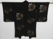 Photo2: 0904i10z520 Antique Japanese Kimono Silk LONG HAORI Black Peony (2)