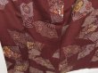 Photo3: 0603T01z590 Vintage Japanese Kimono Silk KOMON Brown Folding fan (3)