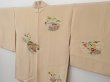 Photo2: 0927T09z650 Japanese Kimono Silk HAORI Pink-Beige Garden (2)