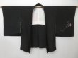 Photo5: 1615i04z590 Vintage Japanese Kimono Silk HAORI Black Plants (5)