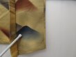 Photo6: 0910T03z550 Japanese Kimono Silk HAORI Yellow-Gray Mountain (6)