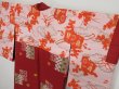 Photo10: 0526i01z460 Vintage Japanese Kimono Silk MEISEN LONG HAORI Dark red Flower (10)