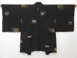 Photo2: 1425T03z560 Vintage Japanese Kimono Silk HAORI Black Leaf (2)