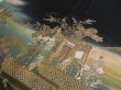 Photo3: 3K02z140 Japanese Kimono Silk Artist work FABRIC Black Royal cart 38.6" (3)