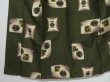 Photo4: 0604N03z670 Vintage Japanese Kimono Silk MEISEN KOMON Moss green Fish (4)