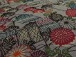 Photo3: 3G01z70 Japanese Kimono Silk  FABRIC Light lavender gray Garden 40.2" (3)