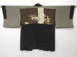 Photo1: 1615i01z610 Vintage Japanese Kimono Silk HAORI Black Sparrow (1)