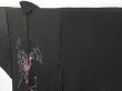 Photo2: 1615i04z590 Vintage Japanese Kimono Silk HAORI Black Plants (2)