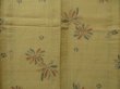 Photo5: 1112T04z510 Vintage Japanese Kimono Linen OJIYA CHIJIMI Light ochre Flower (5)