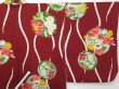 Photo5: 1108T03z590 Antique Japanese Kimono Silk HAORI Dark red Chrysanthemum (5)