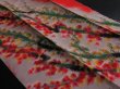 Photo2: 3L10z20 Vintage Japanese Kimono Silk MEISEN FABRIC Orangered Plum branch 31.5" (2)