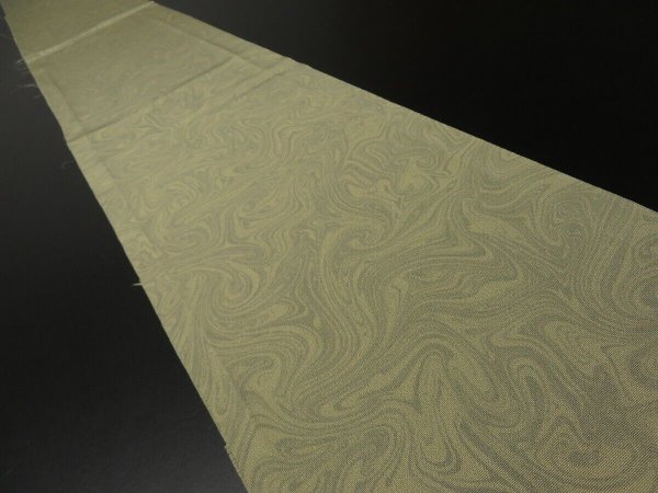 Photo1: 1S07z40 Japanese Kimono Silk  FABRIC Light olive, Light gray Suminagashi 60.6" (1)