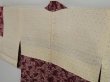 Photo7: 0915i03z500 Vintage Japanese Kimono Silk HAORI Dark red Flying crane (7)