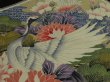 Photo2: 2Q02z120 Japanese Kimono Silk  FABRIC Black Crane, Flowers 46.5" (2)