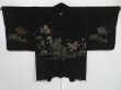 Photo1: 0728i08z510 Vintage Japanese Kimono Silk HAORI Black Scenery (1)