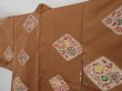 Photo3: 0707N04z700 Vintage Japanese Kimono Silk HAORI Light brown Flower (3)