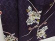 Photo3: 1112T07z560 Vintage Japanese Kimono Silk KOMON Dark purple Rose (3)