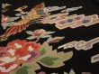 Photo2: 2L02z70 Japanese Kimono Silk Artist work FABRIC Black Phoenix 44.1" (2)