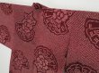 Photo3: 0604i01z480 Vintage Japanese Kimono Silk SHIBORI HAORI Dark red-brown Peony (3)