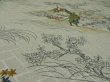 Photo3: 1S01z60 Japanese Kimono Silk  FABRIC Light gray Hunting scenery 39.4" (3)