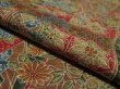 Photo4: 3M01z60 Japanese Kimono Silk  FABRIC Olive-Brown Flowers 42.5" (4)