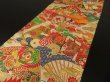 Photo3: 1A04z340 Vintage Japanese Kimono Silk OBI FABRIC  Folding fan 78.7" (3)