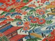 Photo3: 1L02z60 Japanese Kimono Silk  FABRIC Orangered Sensu, Flowers 39.4" (3)