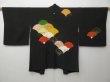 Photo2: 0902T01z640 Japanese Kimono Silk HAORI Black Chrysanthemum (2)