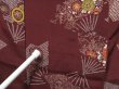 Photo8: 0603T01z590 Vintage Japanese Kimono Silk KOMON Brown Folding fan (8)