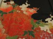 Photo4: 1T03z110 Vintage Japanese Kimono Silk  FABRIC Black Peony 46.5" (4)