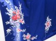 Photo3: 0811T10z910 Japanese Kimono Silk TSUKESAGE Navy Flowers (3)