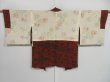 Photo6: 1418i09z640 Vintage Japanese Kimono Crepe Silk HAORI Red-Brown Scenery (6)