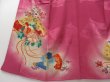 Photo4: 1418T05z570 Antique Japanese Kimono Silk IROTOMESODE Dark pink Folding fan (4)