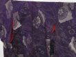 Photo2: 1019i06z780 Vintage Japanese Kimono Silk OMESHI KOMON Dark purple Flowers (2)