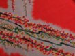 Photo2: 3L02z40 Vintage Japanese Kimono Silk MEISEN FABRIC Orangered Plum branch 50.4" (2)