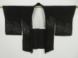 Photo7: 0715i10z500 Vintage Japanese Kimono Silk HAORI Black Flowers (7)